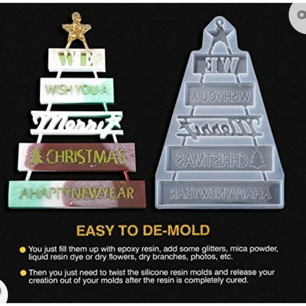 Merry Christmas Resin Mold Tree Sign